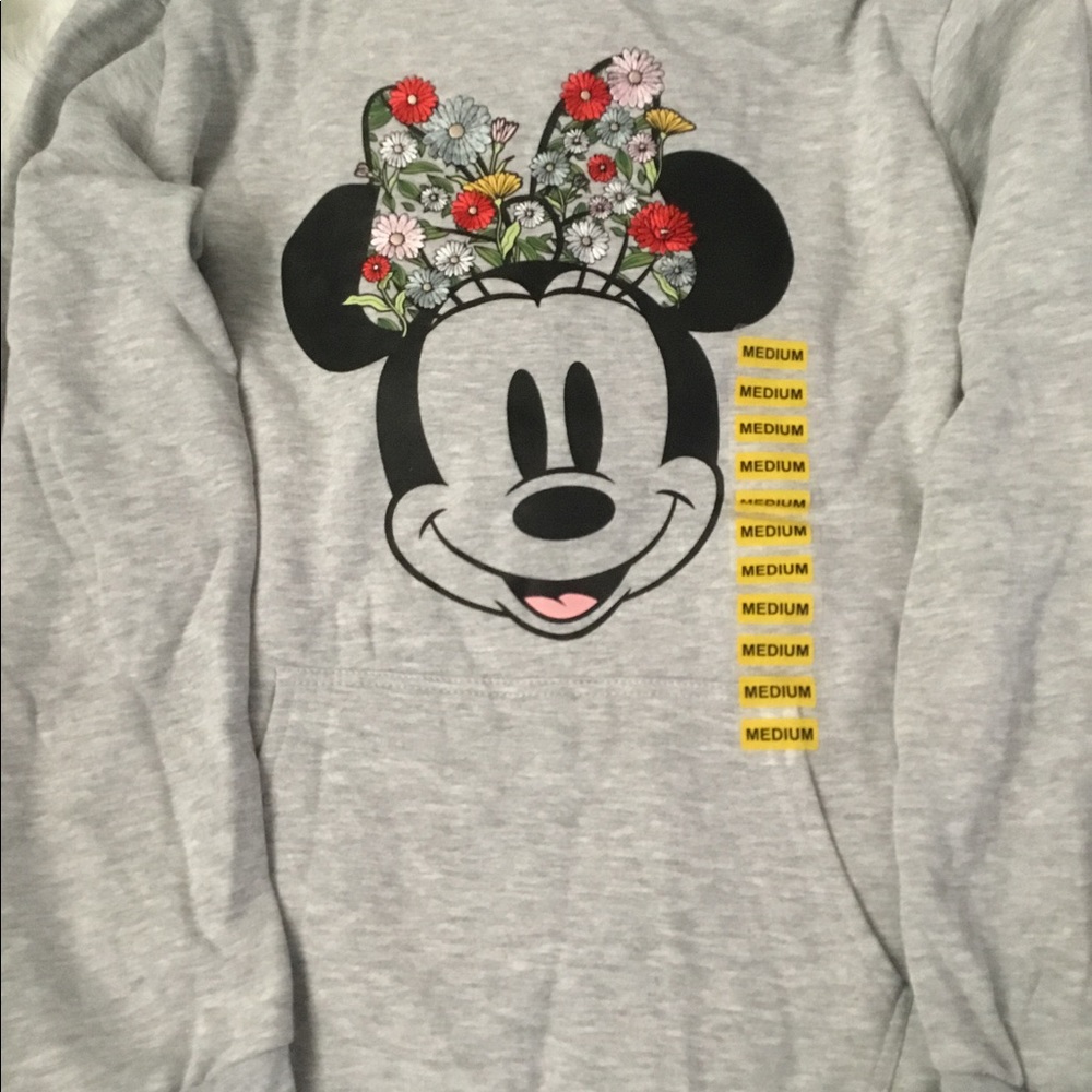 DISNEY MINNIE MOUSE GRAY HOODIE SIZE MEDIUM